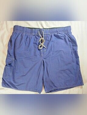 No Bad Days Mens Blue Cargo Pockets Elastic Waist Swim Trunks Size Large